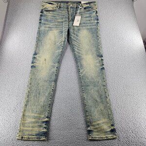 mnml Jeans Mens 38 Blue X146 Stretch Denim Distressed Faded Wash Slim Fit Skinny